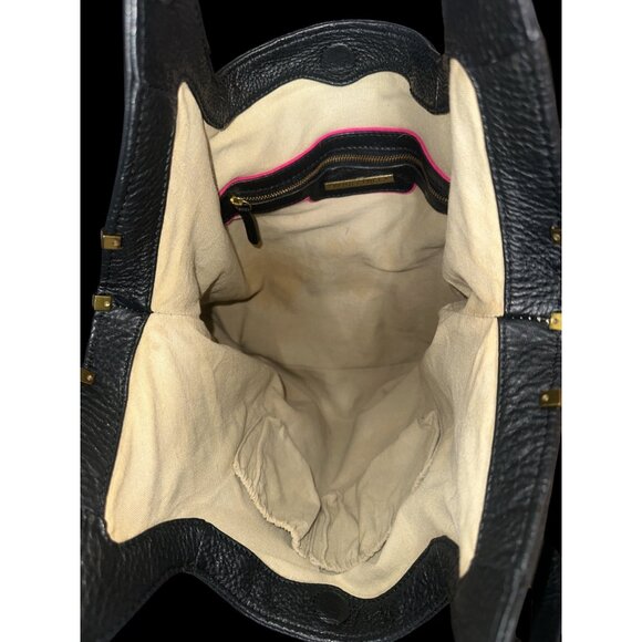 Elliott Lucca Sintra Shoulder Bag Black Pebbled Leather Hobo Zipper Tassels - Picture 7 of 9